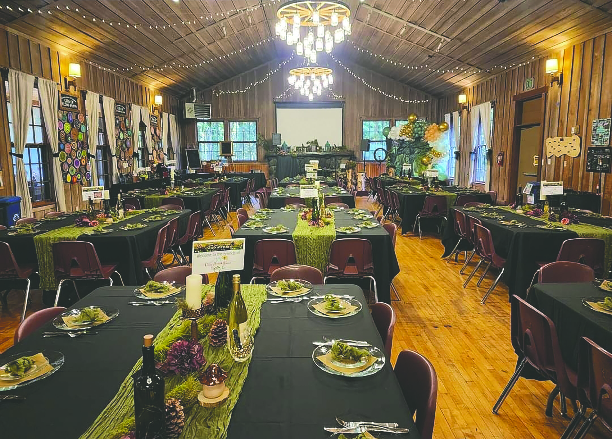 a decorated banquet hall