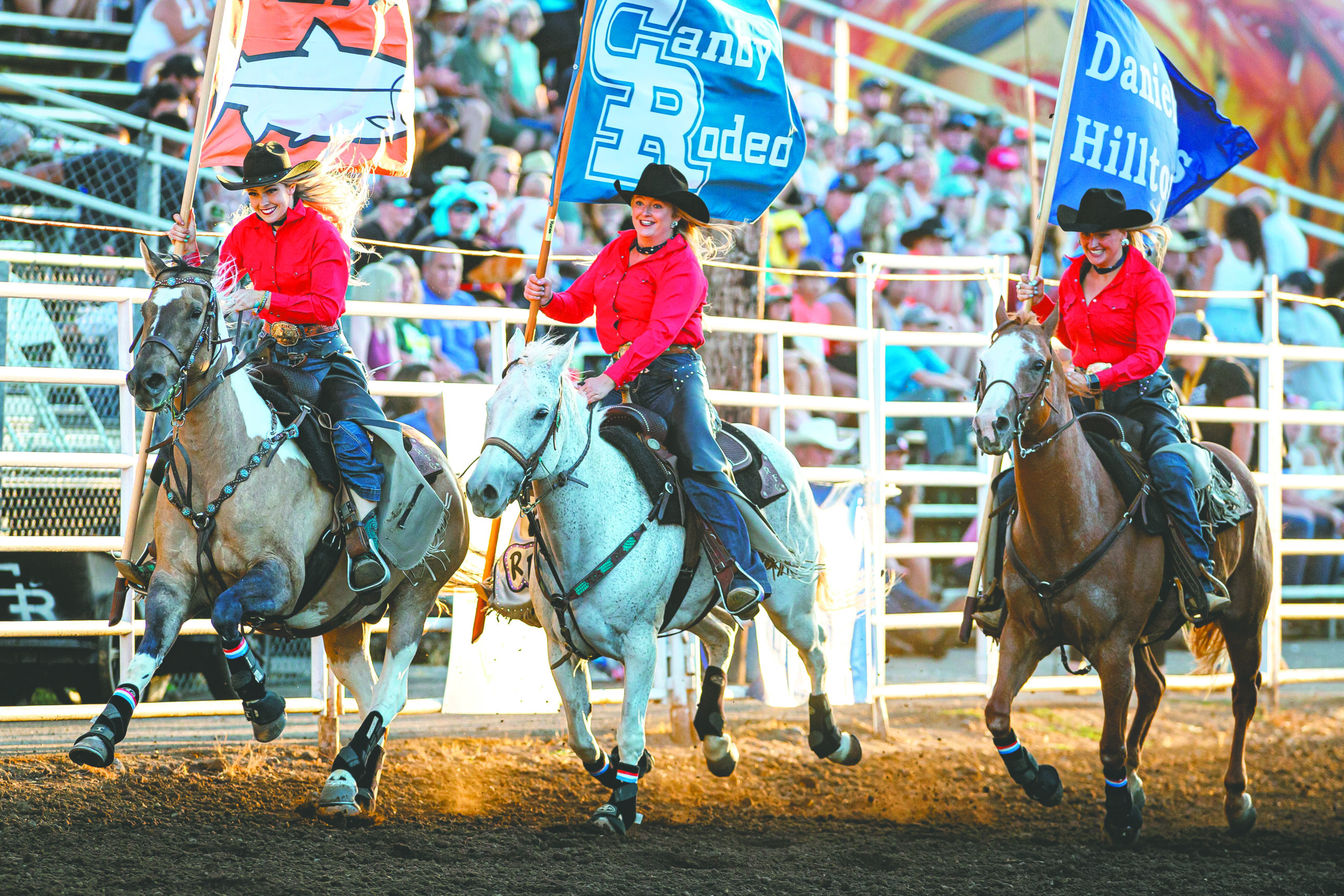 horses run the flags at the canby rodeo