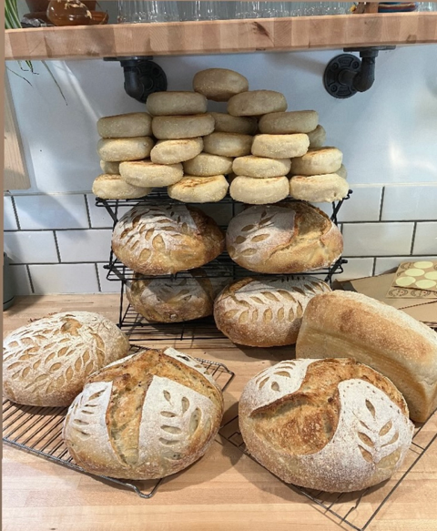 a pile of fresh baked bread