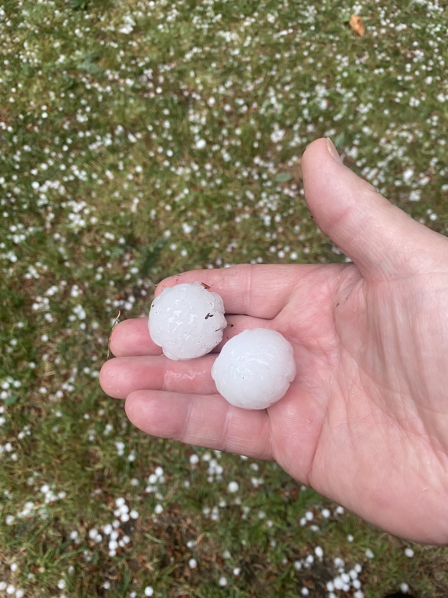 Hail stones the size of ping pong balls