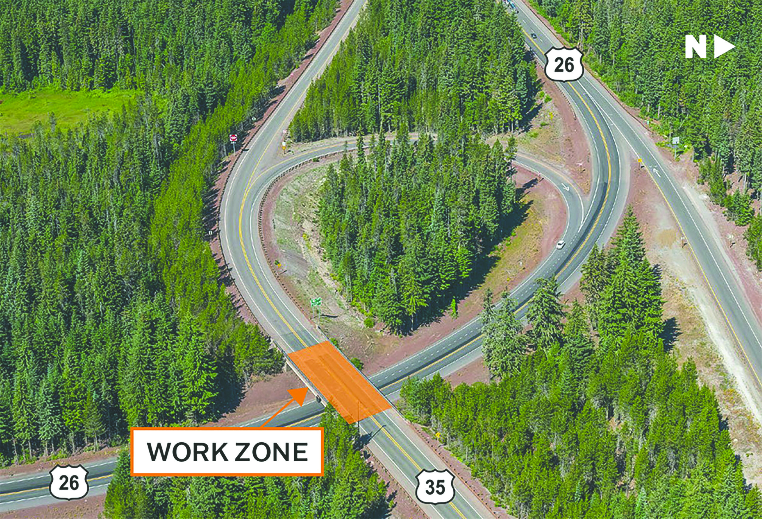 a map showing a road work area