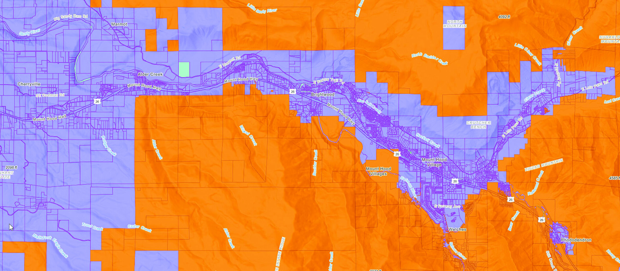 a map of wild fire danger zones