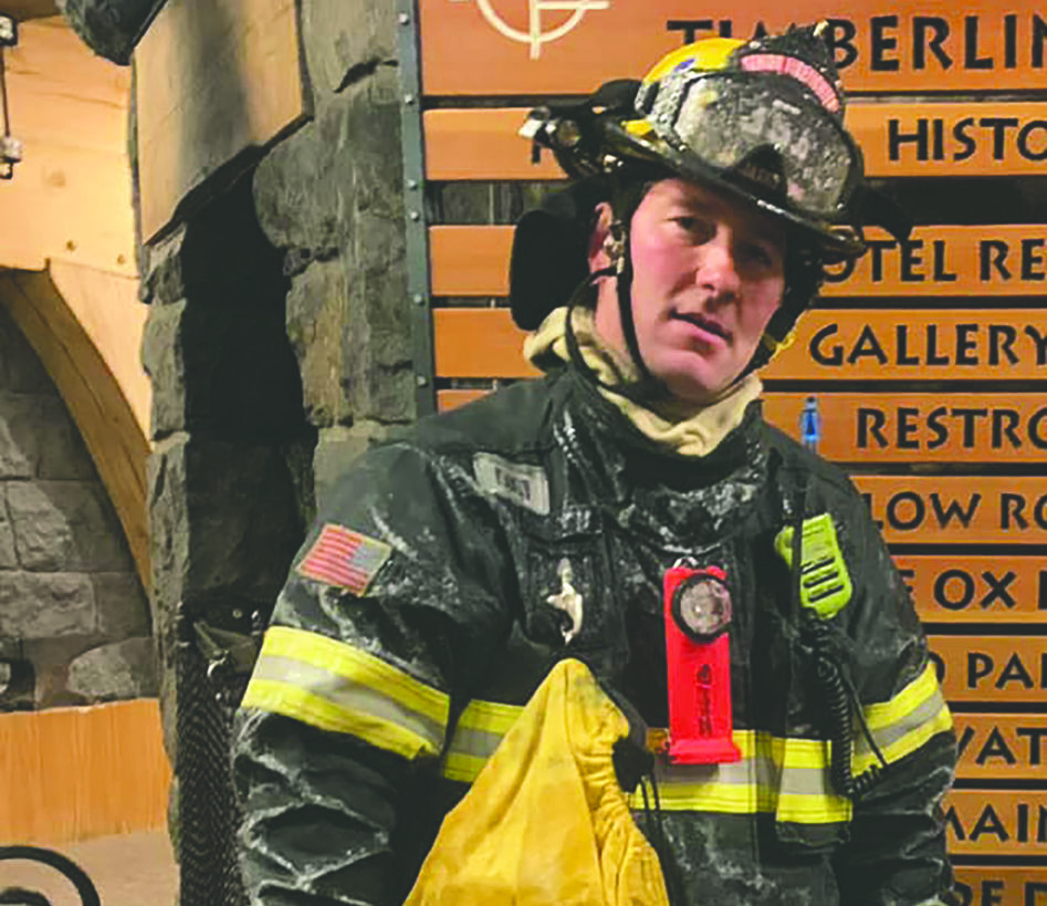 Nick Miller poses in full gear at timberline lodge