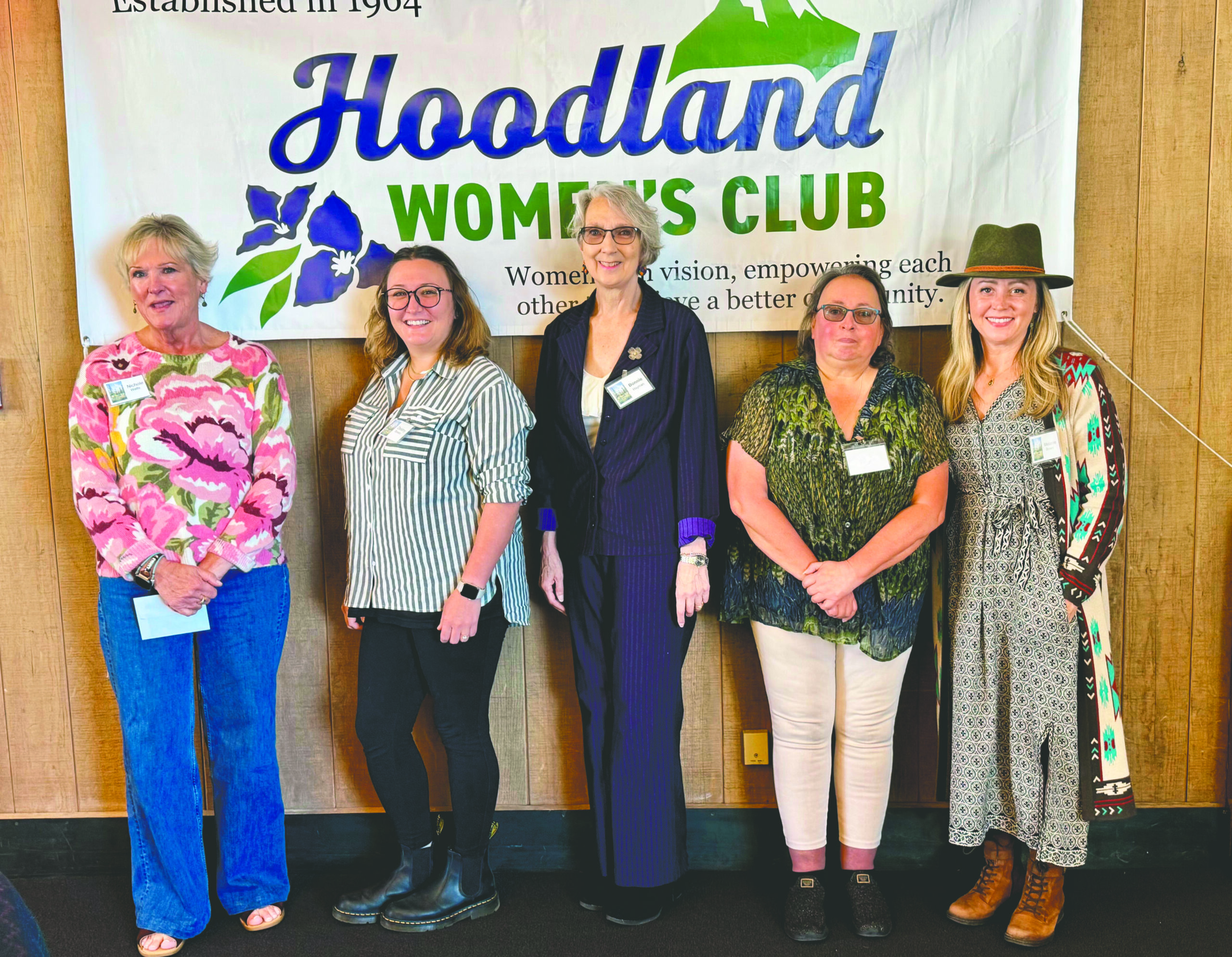2025-26 Board: Nichole Watts, Destiny Bovero, Bonnie Hayman, JoAnne Stalsberg, and Melanie Brown.